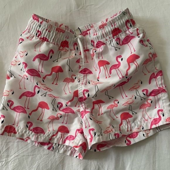 Janie and Jack boy’s flamingo board shorts for swimming or water play - Picture 4 of 5